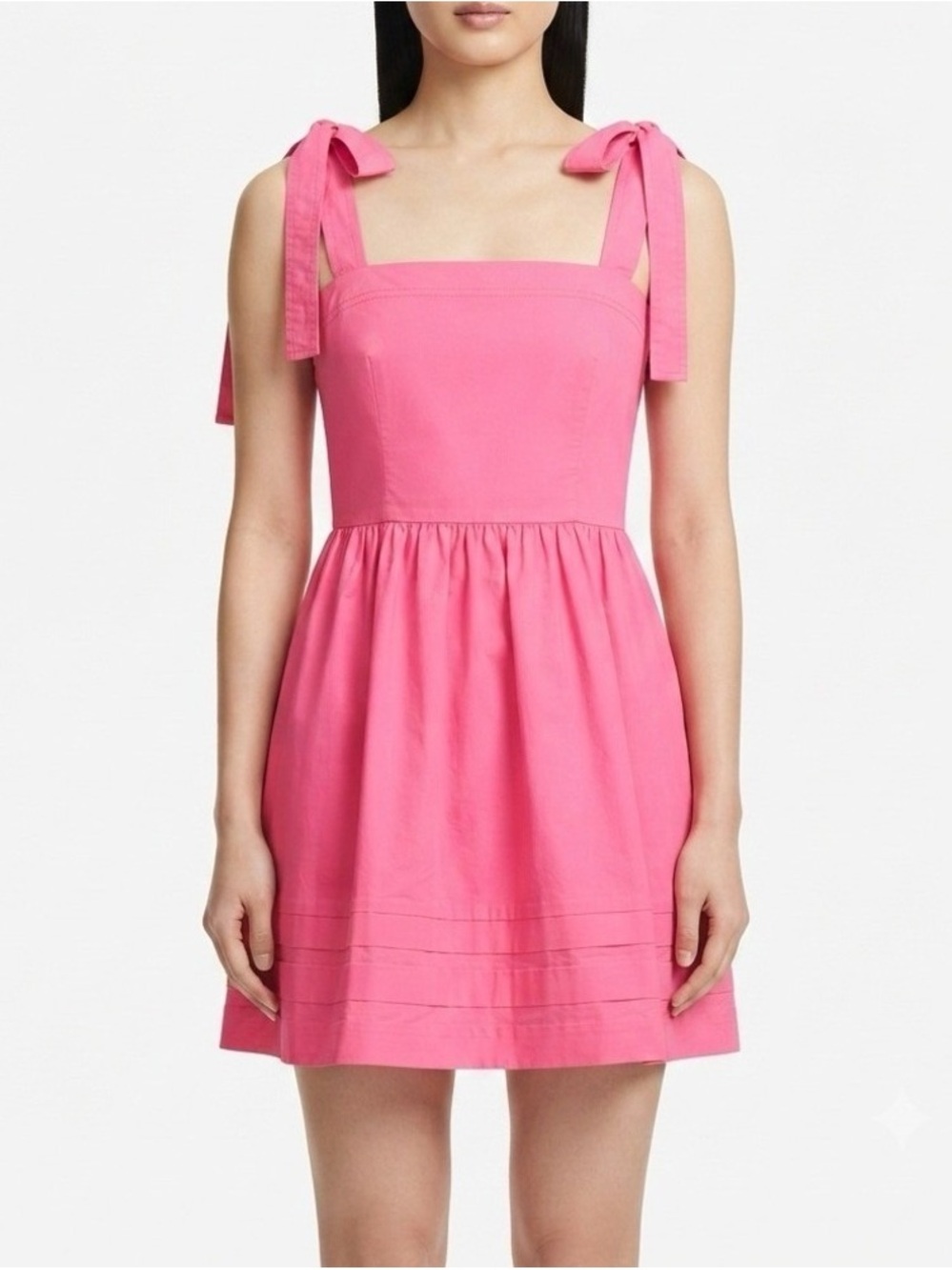 Jonathan Simkhai Women’s Kammy Pink Tie Strap Square Neck Fit & Flare Mini Dress